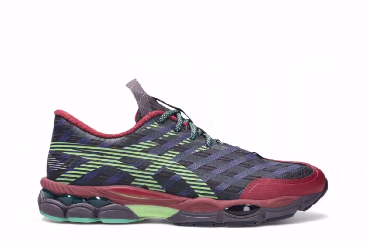 Kiko Kostadinov x ASICS US8-S GEL-SJ33 Deep Plum Fresh Grass, view 2