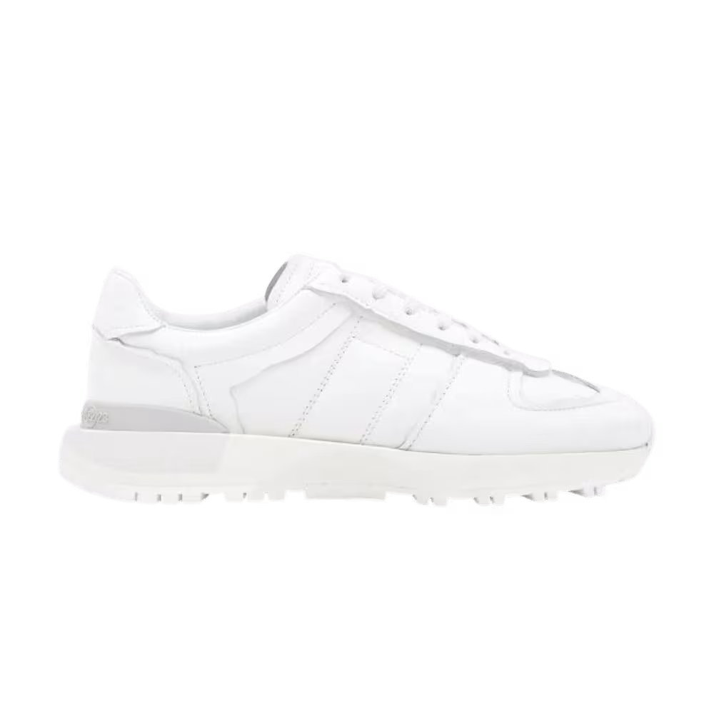 Maison Margiela Women's 50/50 Leather Lace-Up Running Sneakers White