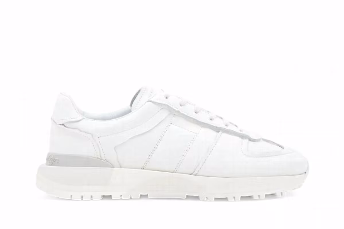 Maison Margiela Women's 50/50 Leather Lace-Up Running Sneakers White, view 2