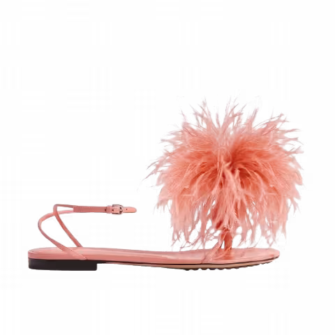 Bottega Veneta Wmns Feather Dot Flat Sandals 'Flamingo'