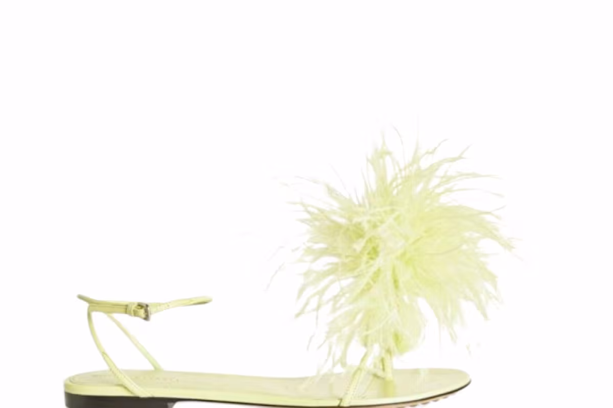 Bottega Veneta Women's Feather Dot Sandals Green, view 2