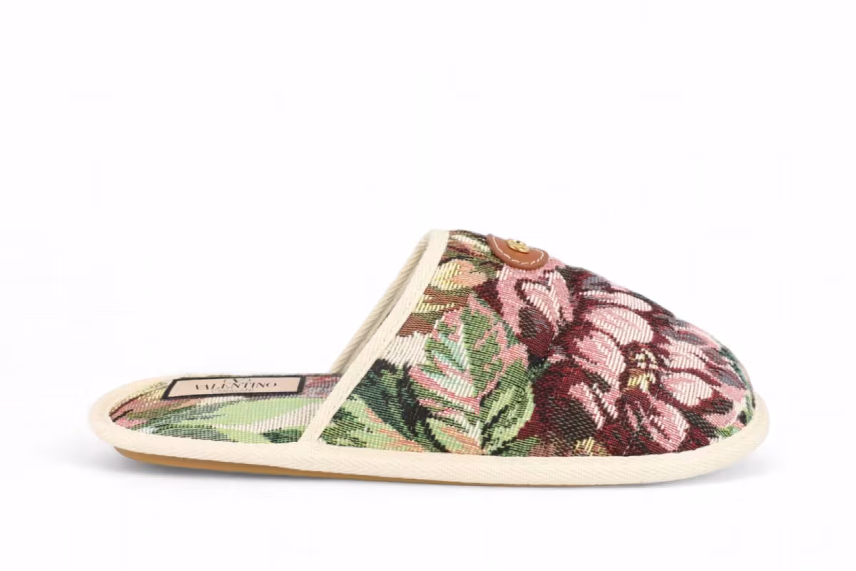 Valentino Garavani Ta Chambre Slippers Ivory Multicolor, view 2