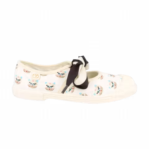 Valentino Garavani Wmns Cat Print Bay By Bay Ballerina 'Bianco Multicolor Ivory'