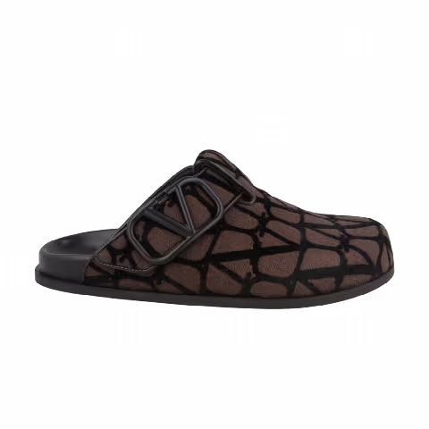 Valentino Garavani Vlogo Toile Iconographe Clogs 'Black Brown'