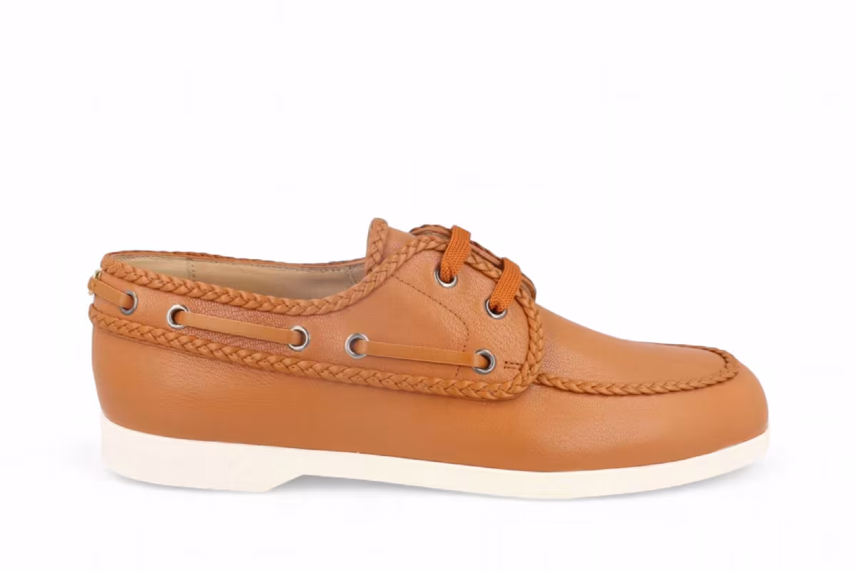 Valentino Garavani Palm Avenue Leather Boat Roasted Pecan, view 2