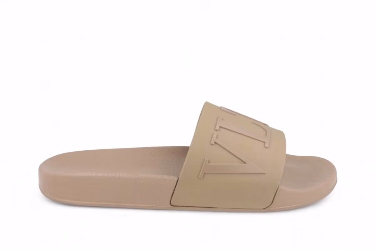 Valentino Garavani VLTN Slides Neutral Beige Taupe, view 2