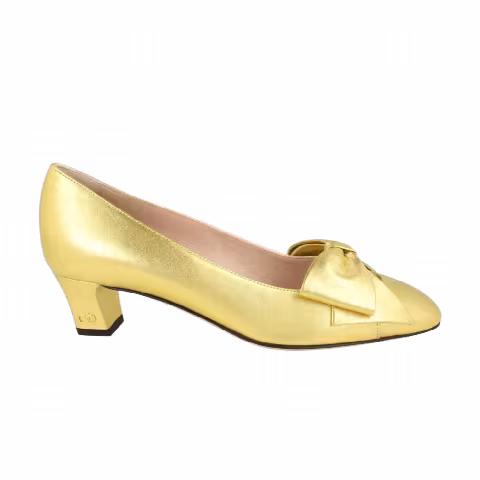 Valentino Garavani Wmns Bowow Leather Pumps 'Old Gold'