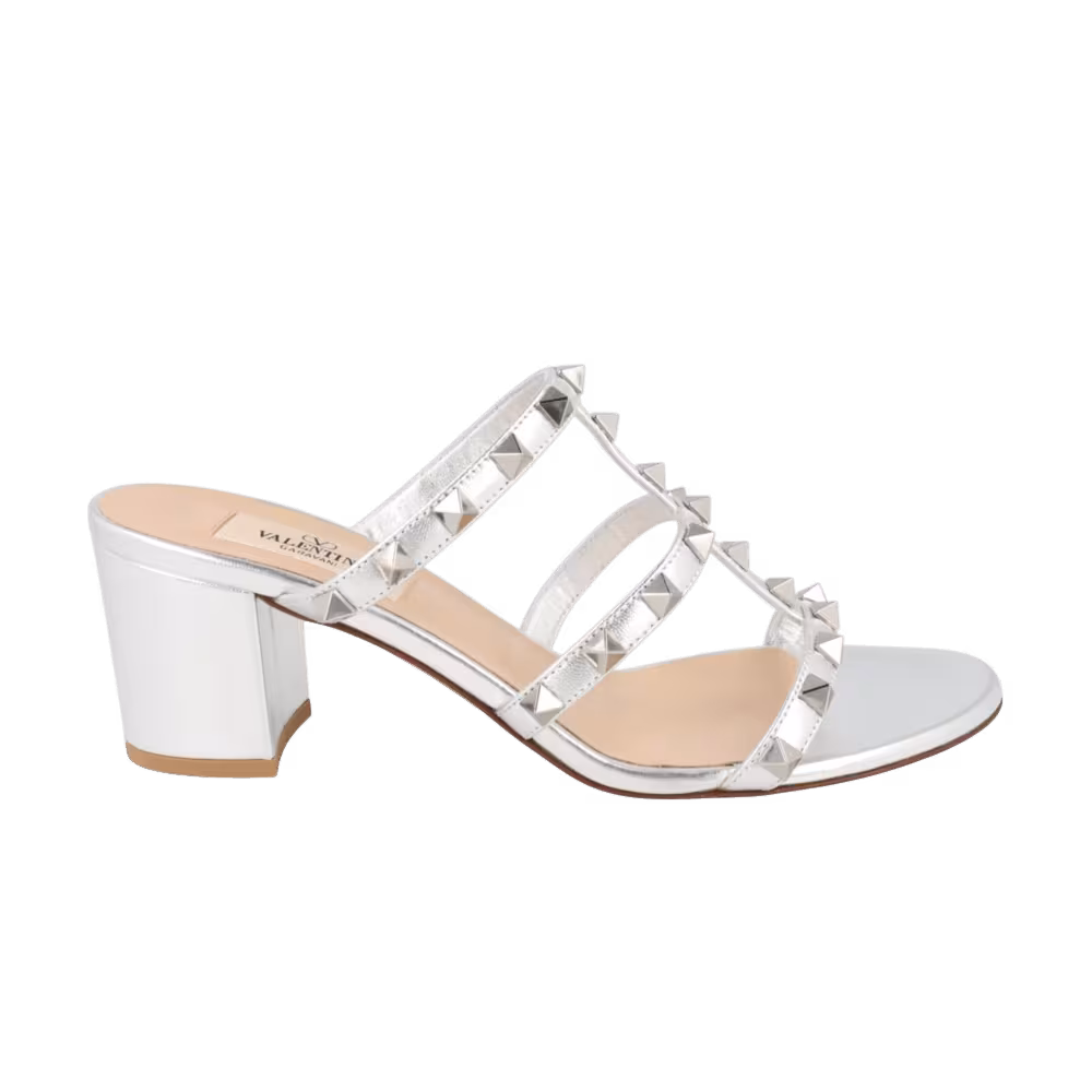 Valentino Garavani Women's Rockstud Caged Metallic Sandals Silver
