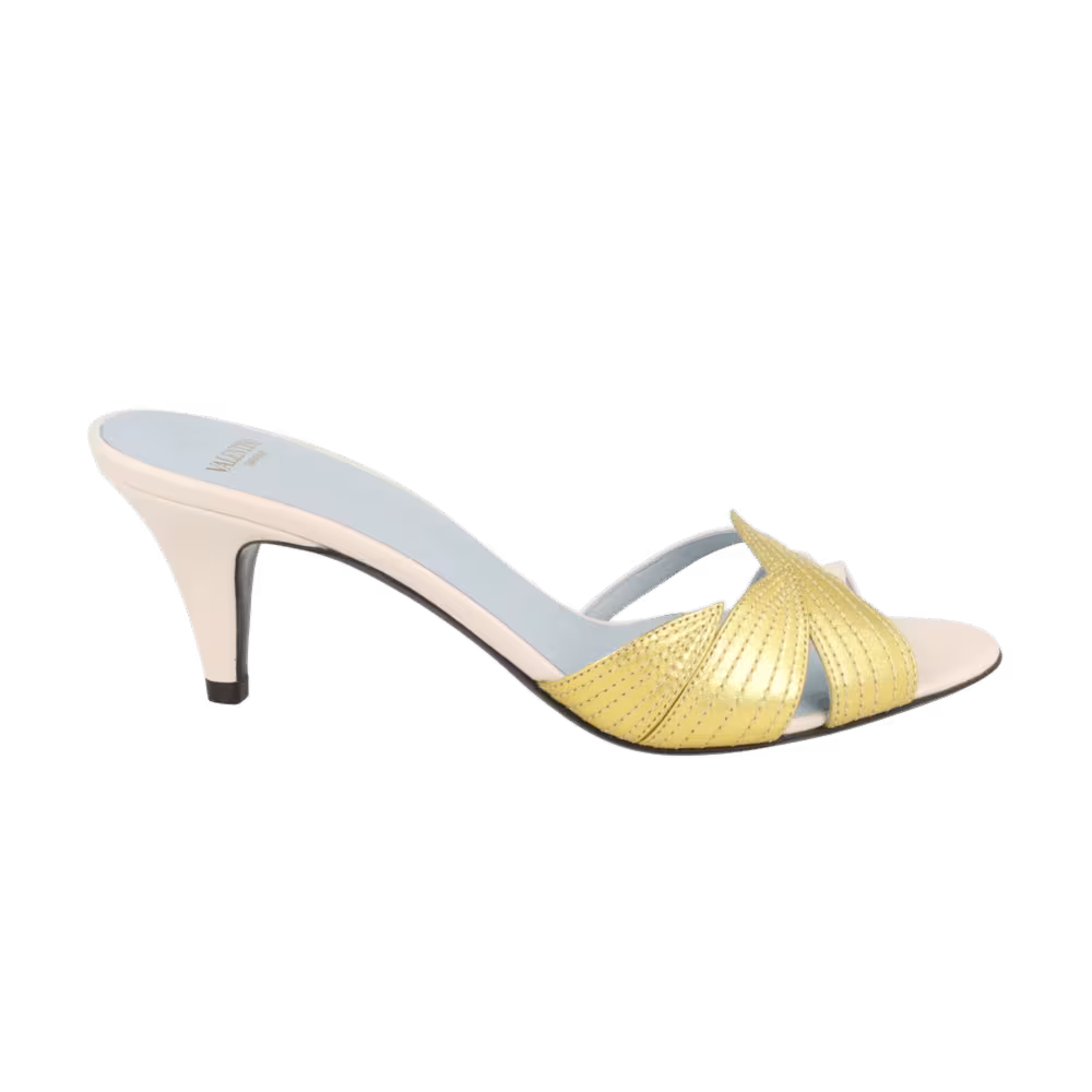 Valentino Garavani Women's Floral Foliage Sandals Light Ivory Old Gold