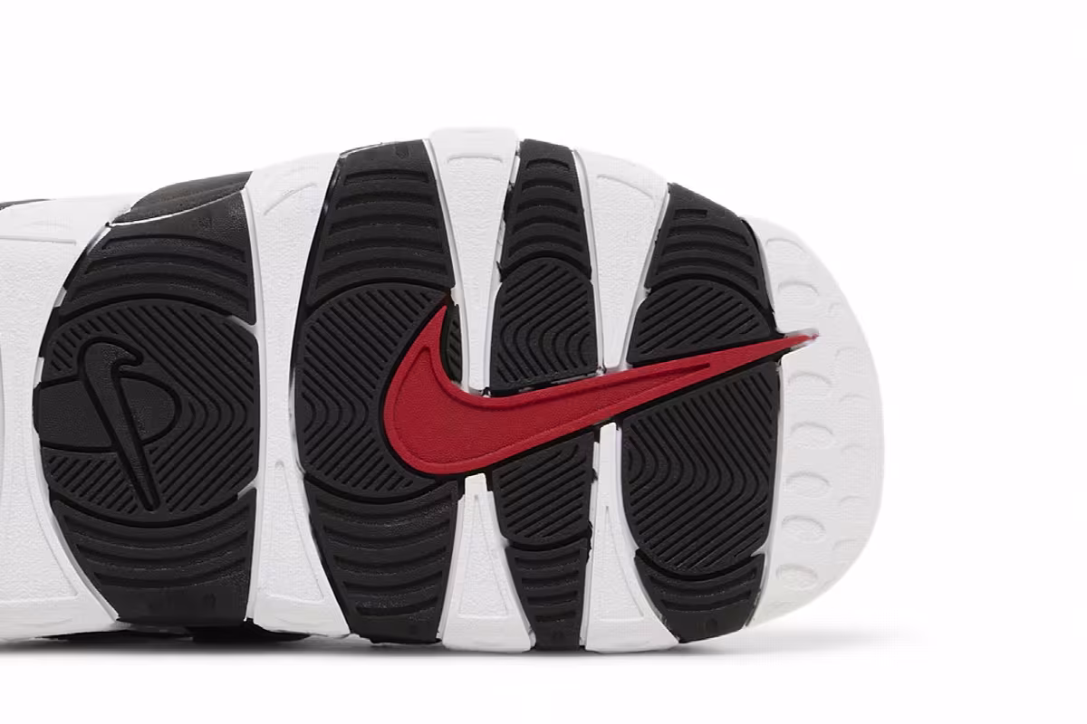 Nike Air More Uptempo Slide White Black Red, view 6