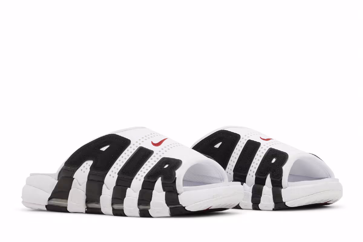 Nike Air More Uptempo Slide White Black Red, view 9