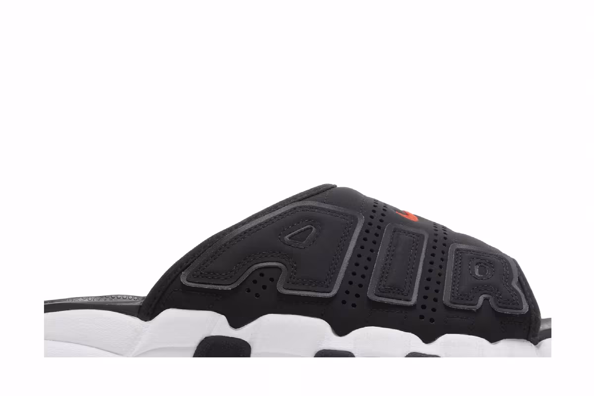 Nike Air More Uptempo Slide Black White Red, view 3