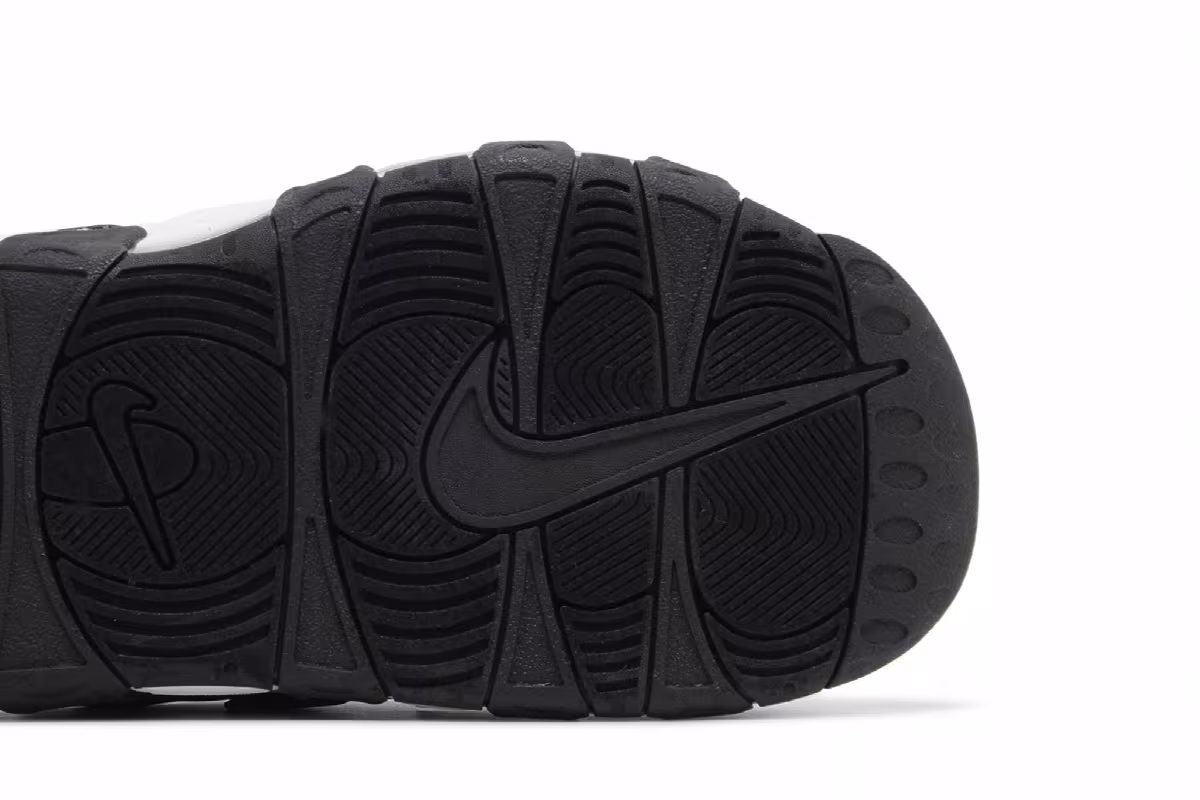 Nike Air More Uptempo Slide Black White Red, view 6