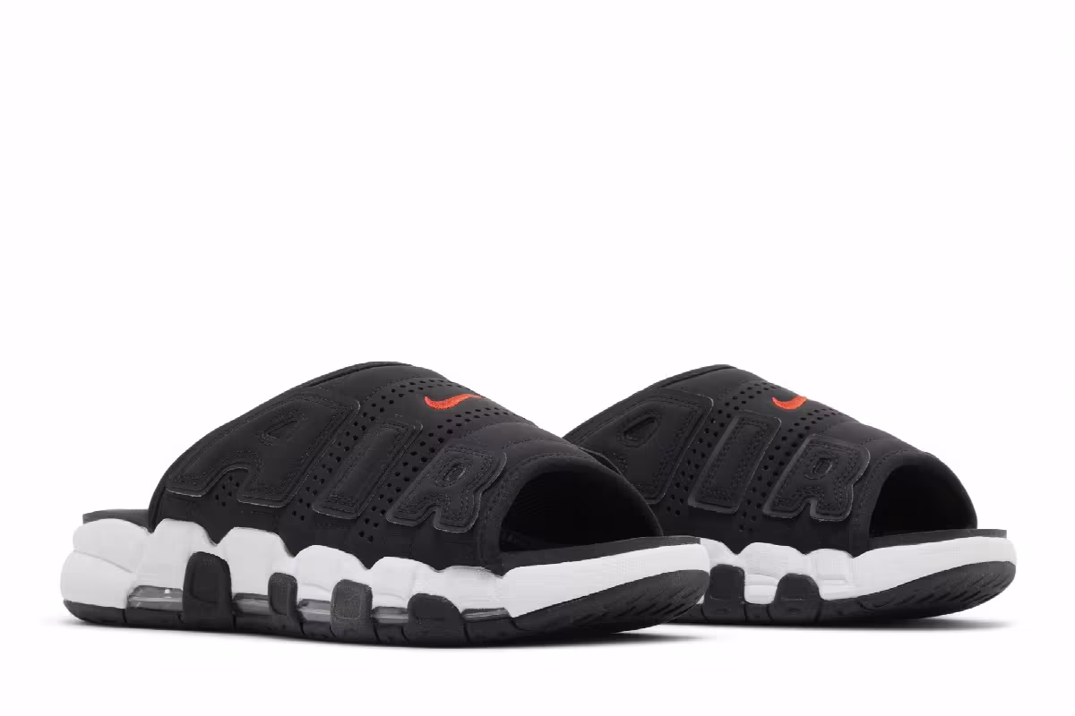 Nike Air More Uptempo Slide Black White Red, view 9