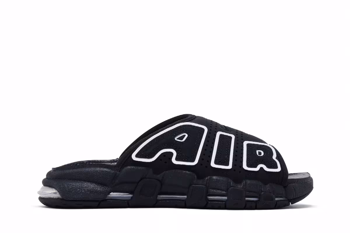 Nike Women's Air More Uptempo Slide Black White, view 2