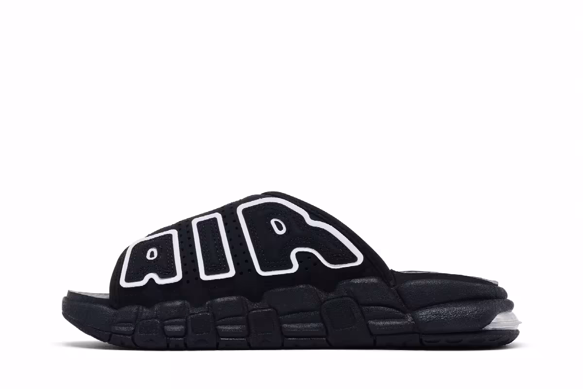 Nike Women's Air More Uptempo Slide Black White, view 4