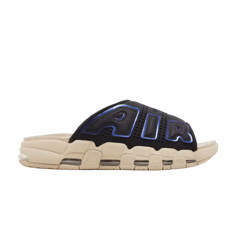 Nike Air More Uptempo Slide Black Sanddrift Iridescent