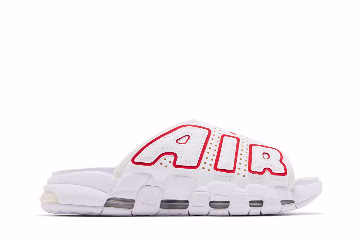 Nike Women's Air More Uptempo Slide White University Red, view 2