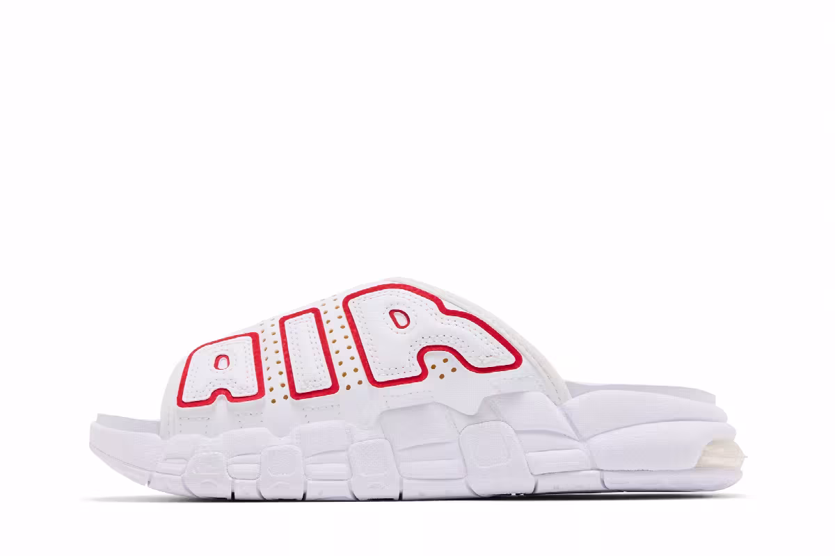 Nike Women's Air More Uptempo Slide White University Red, view 4
