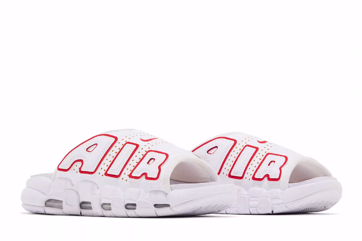 Nike Women's Air More Uptempo Slide White University Red, view 9