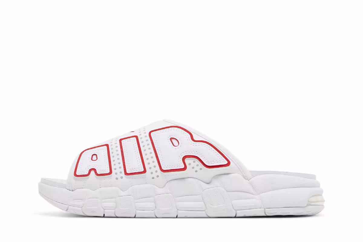 Nike Air More Uptempo Slide White University Red, view 4