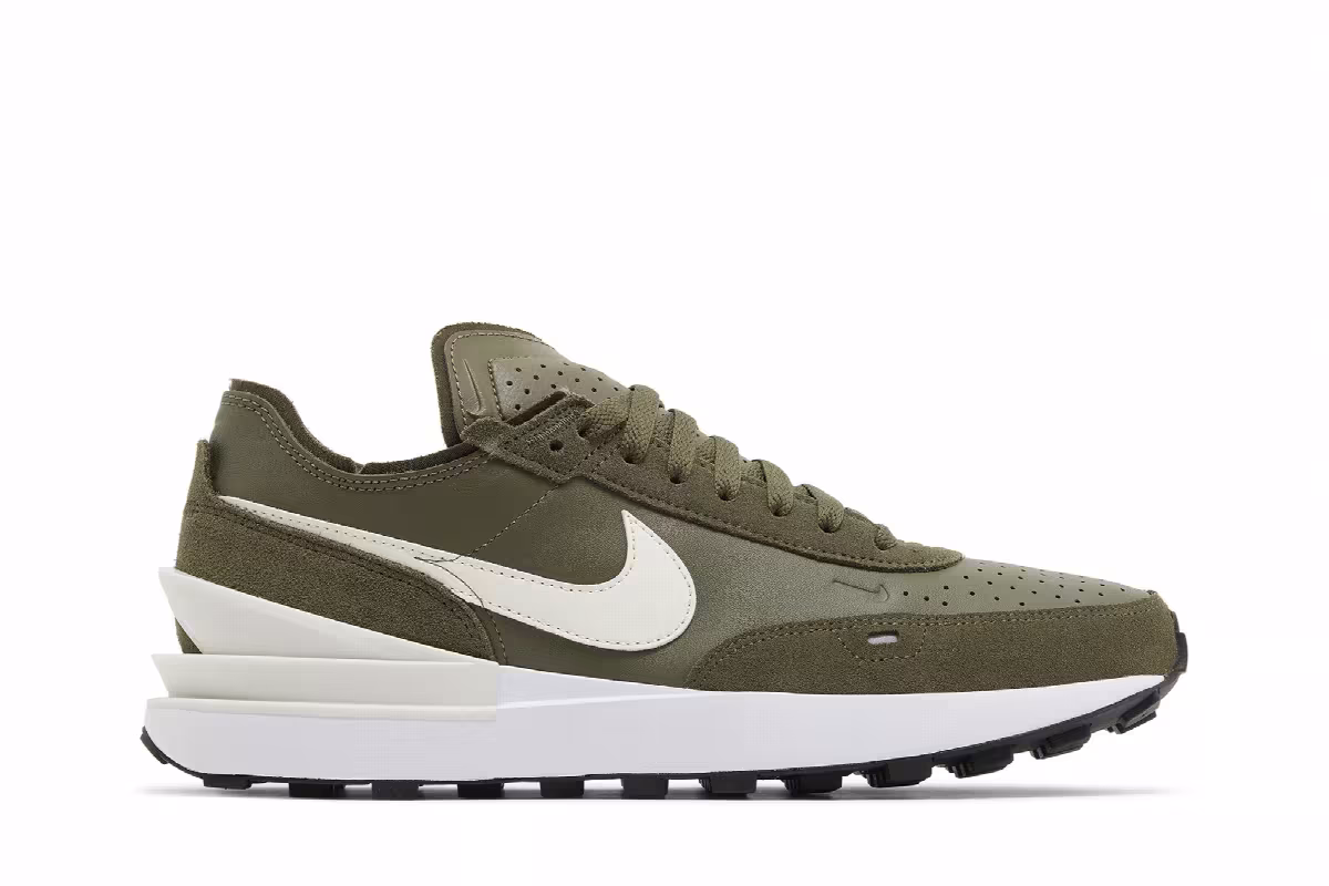 Nike Waffle One Leather Medium Olive, view 2