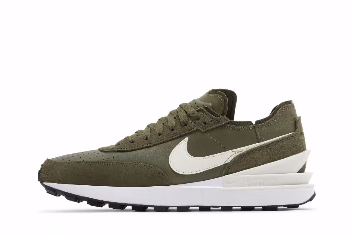 Nike Waffle One Leather Medium Olive, view 4