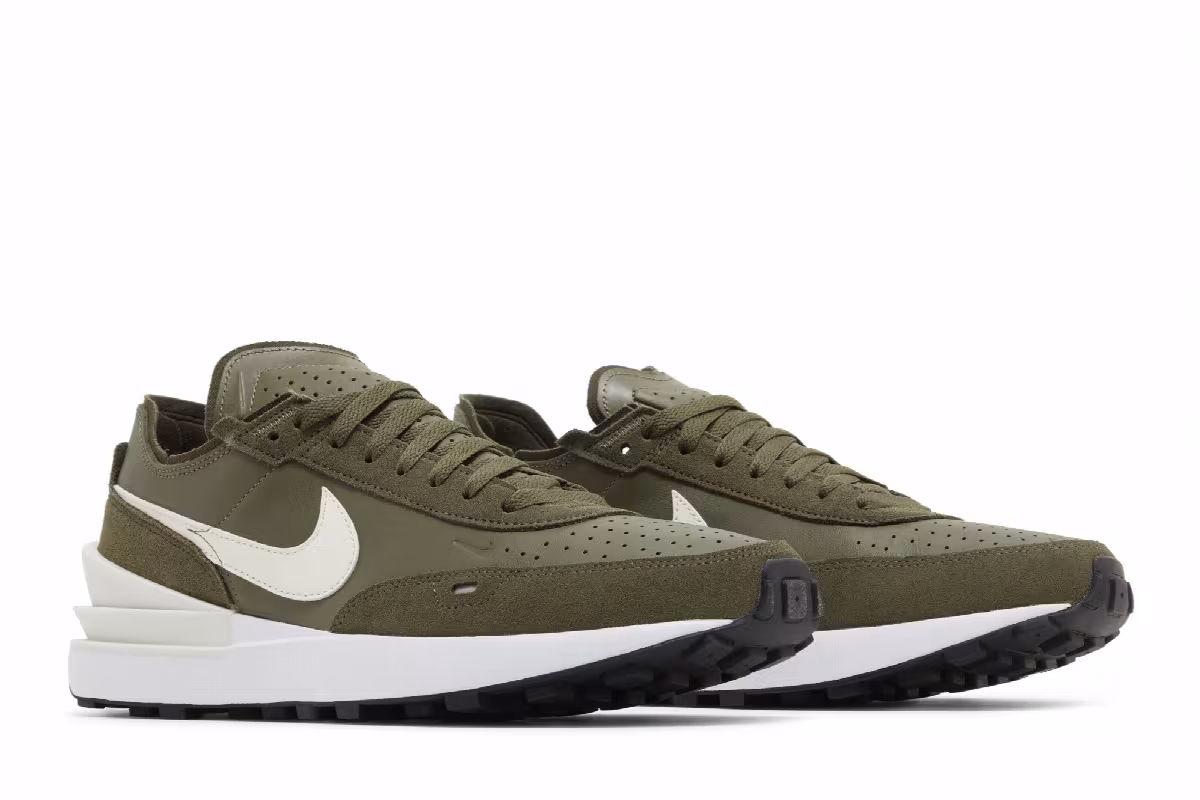 Nike Waffle One Leather Medium Olive, view 9
