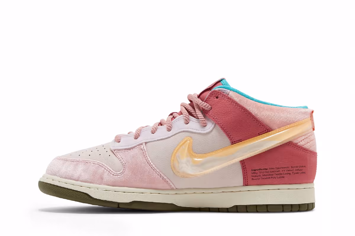 Social Status x Nike Dunk Mid Strawberry Milk, view 4