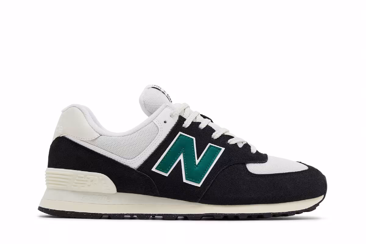 New Balance 574 Black Marsh Green, view 2