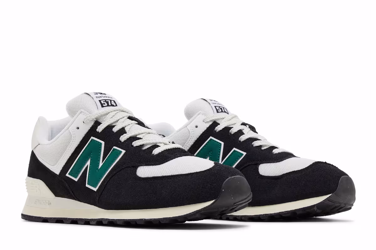 New Balance 574 Black Marsh Green, view 9