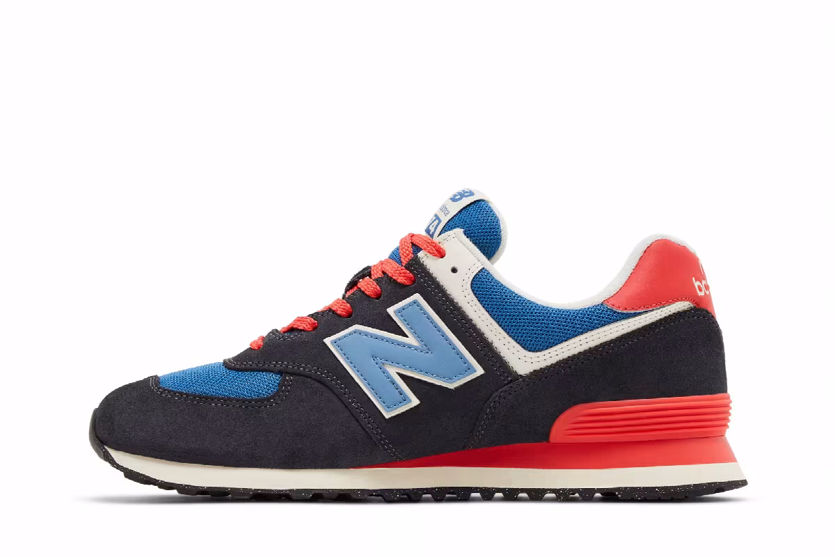 New Balance 574 Phantom Blue Blast Red, view 4