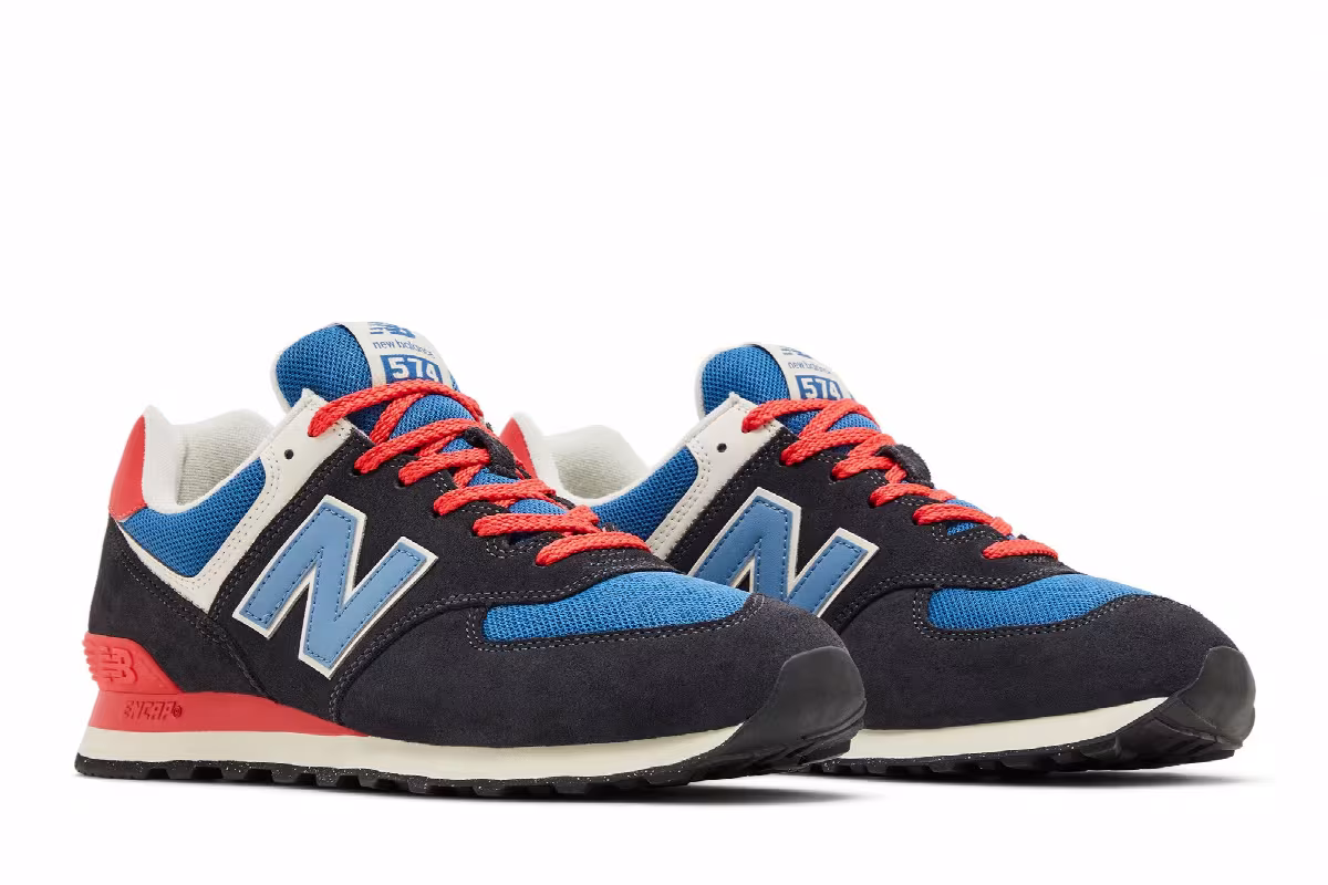 New Balance 574 Phantom Blue Blast Red, view 9