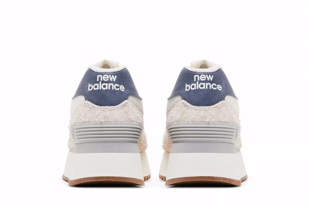 New Balance Women's 574+ Moonbeam Dark Arctic Grey, view 7
