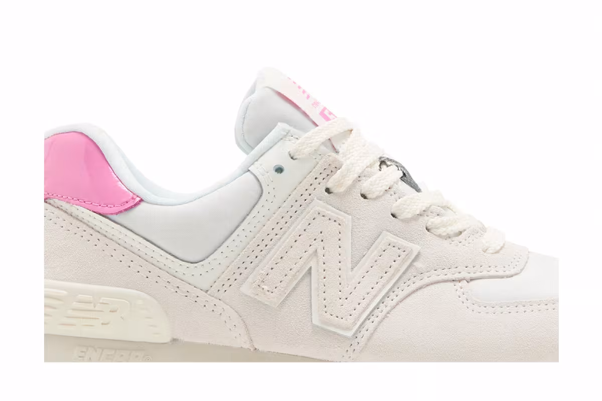 New Balance Women's 574 Sea Salt Real Pink, view 3