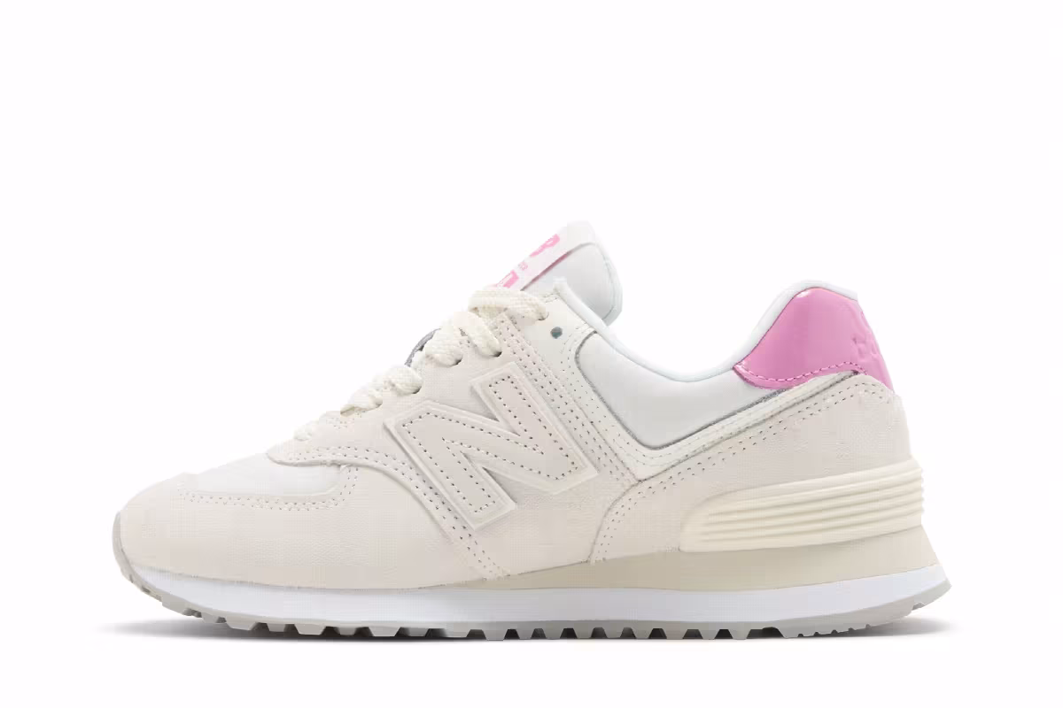 New Balance Women's 574 Sea Salt Real Pink, view 4