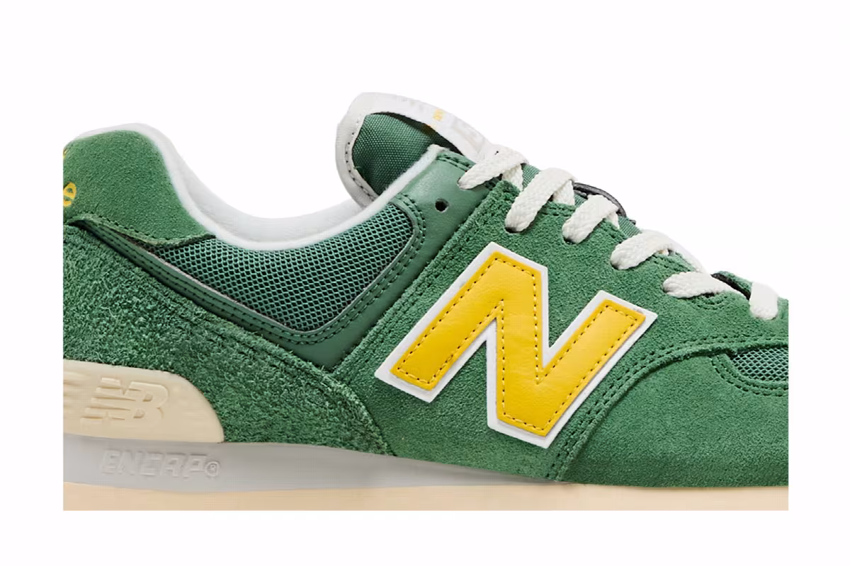 New Balance Women's 574 Mallard Green Yellow, view 3