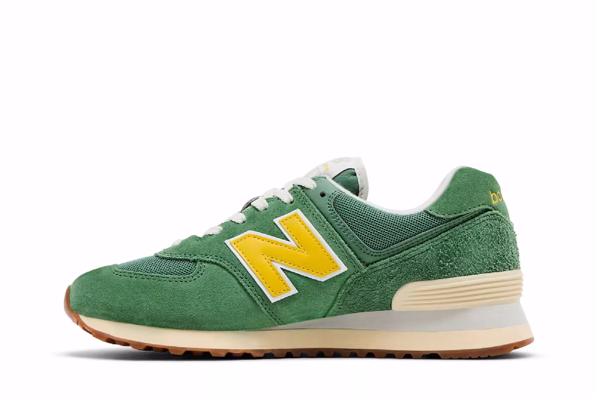 New Balance Women's 574 Mallard Green Yellow, view 4