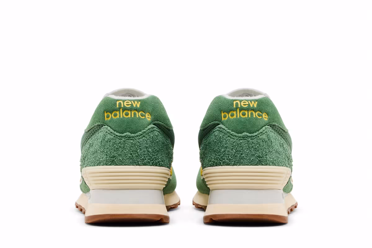 New Balance Women's 574 Mallard Green Yellow, view 7