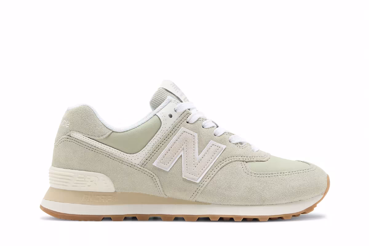 New Balance Women's 574 Calm Green Angora, view 2