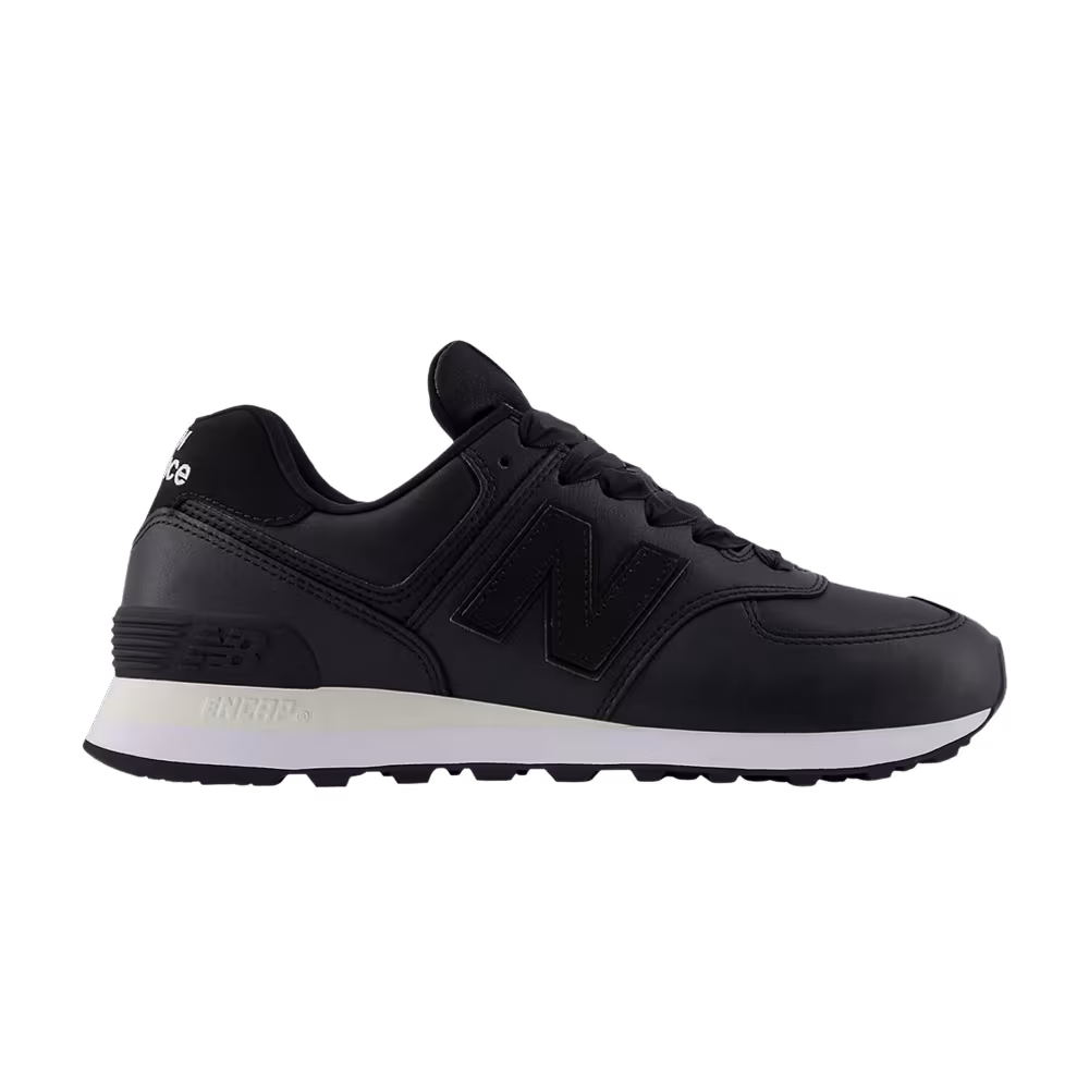 New Balance Women's 574 Black Leather White