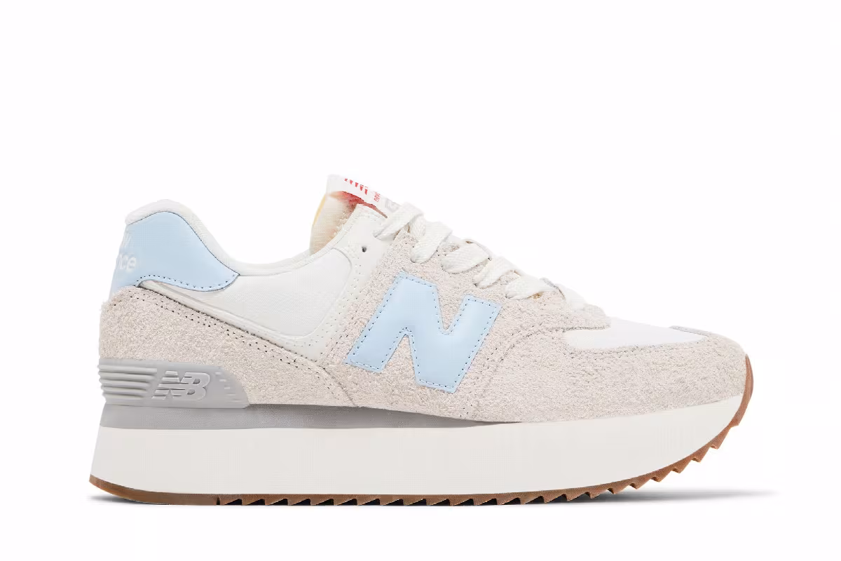 New Balance Women's 574+ Moonbeam Light Chrome Blue, view 2