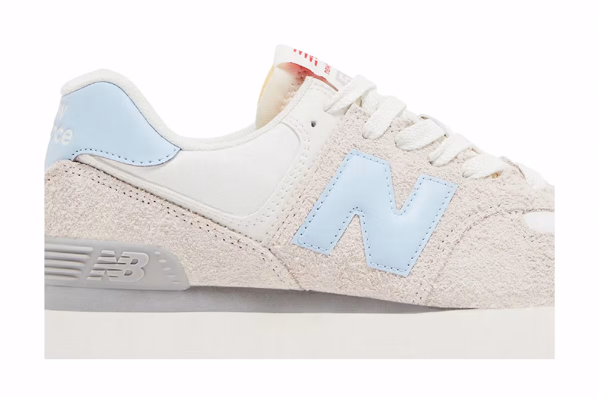 New Balance Women's 574+ Moonbeam Light Chrome Blue, view 3