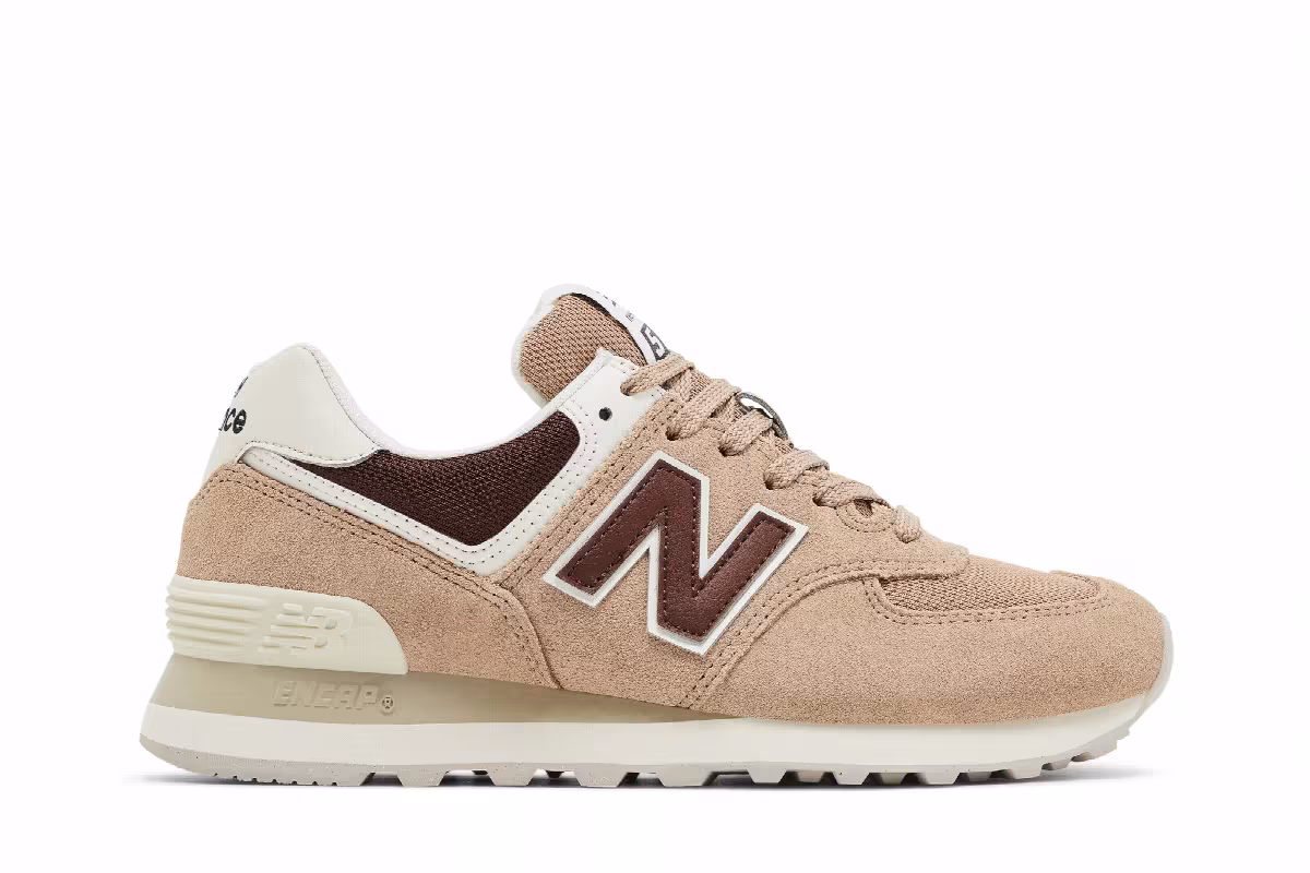 New Balance Women's 574 Flat Taupe Rich Oak, view 2