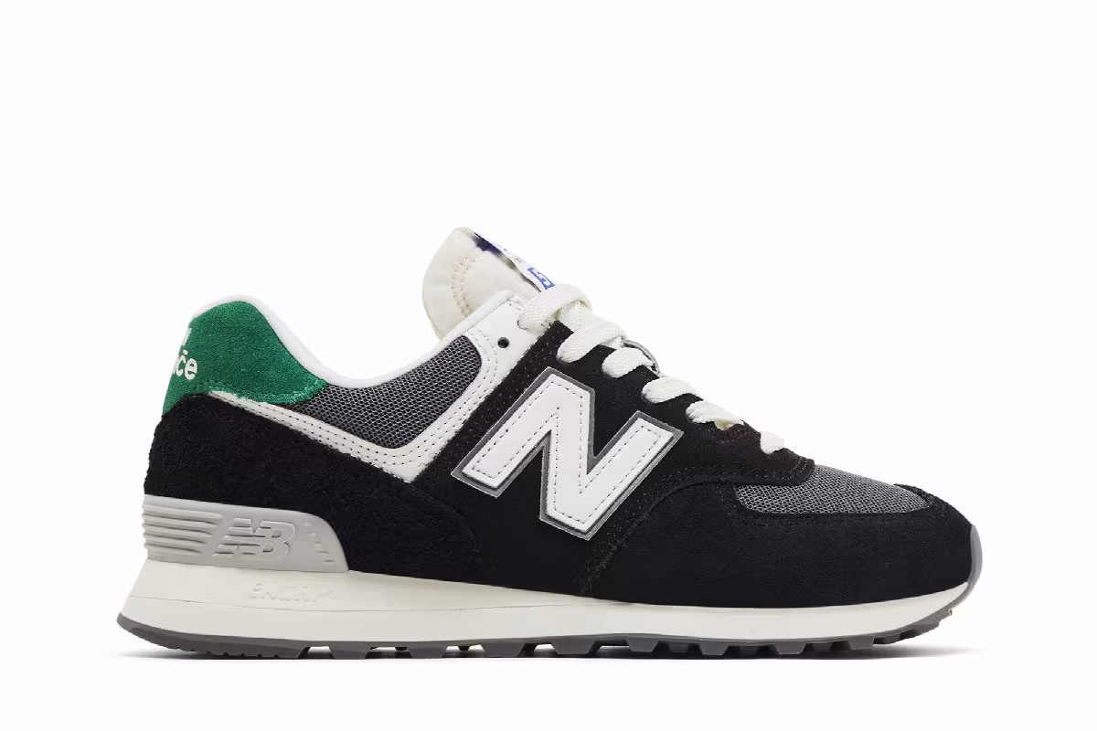 New Balance Women's 574 Black Classic Pine, view 2