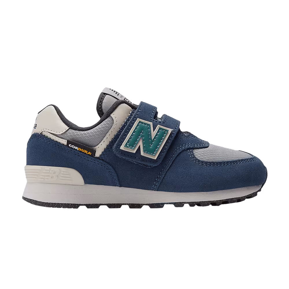 New Balance 574 Hook & Loop Little Kid Wide Cordura Pack - Navy Slate Grey