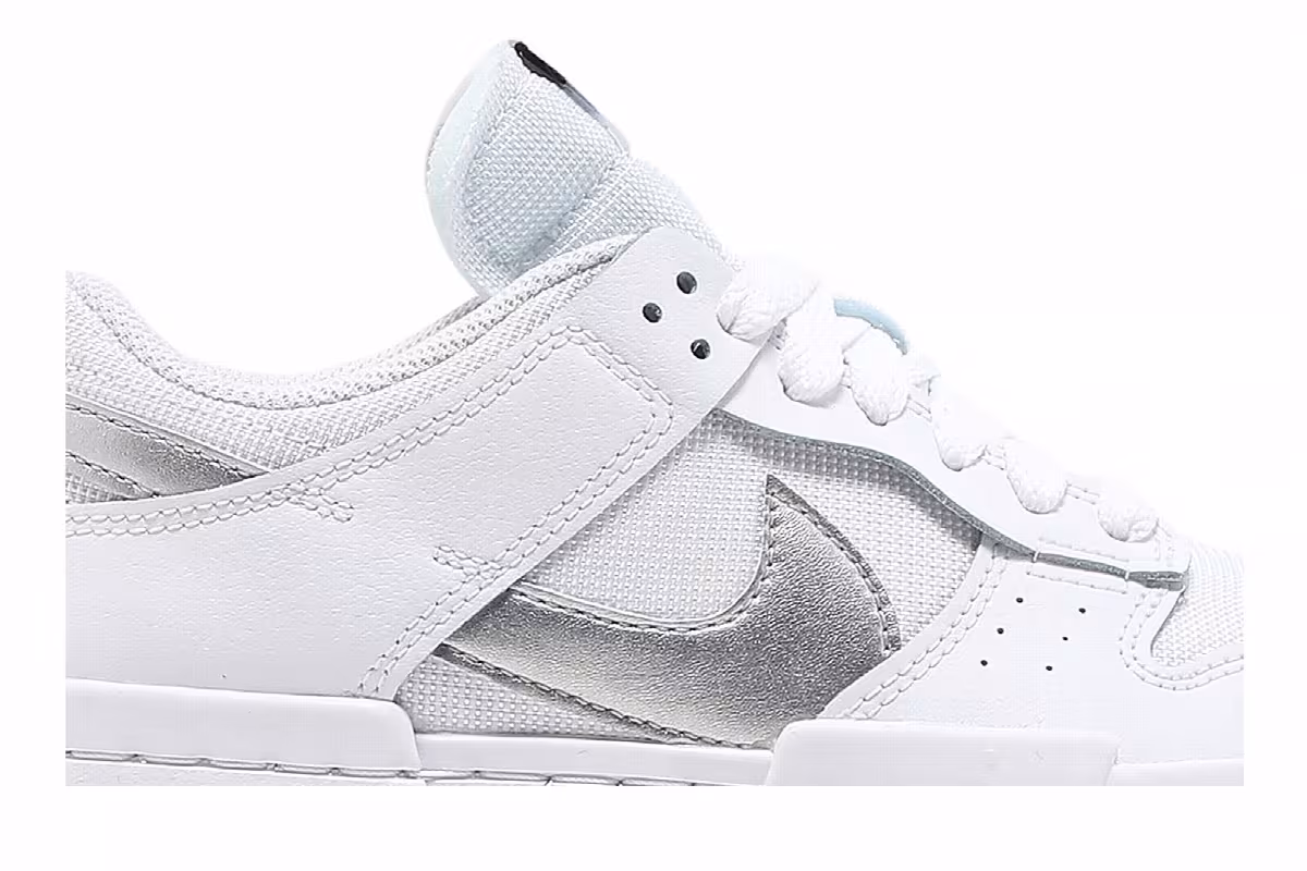Nike Women's Dunk Low Disrupt White Metallic Silver, view 3