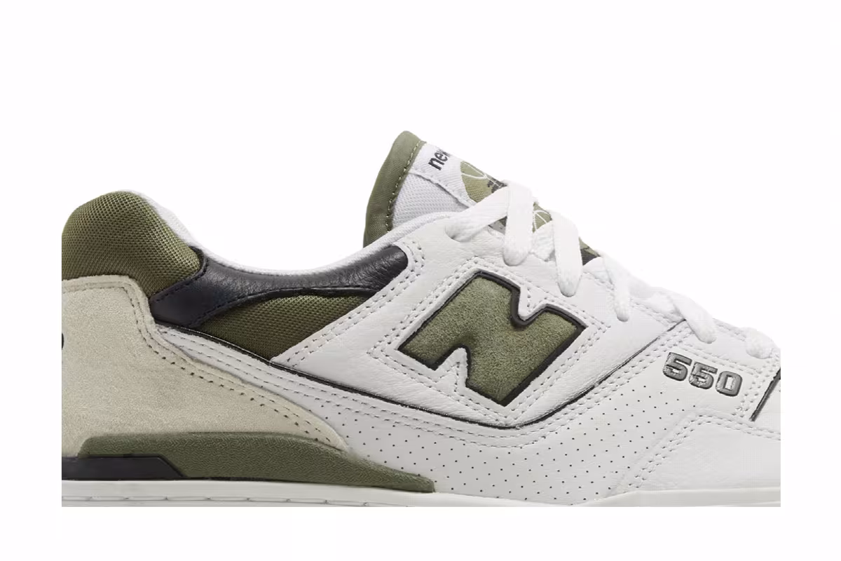 New Balance 550 White Dark Olivine, view 3