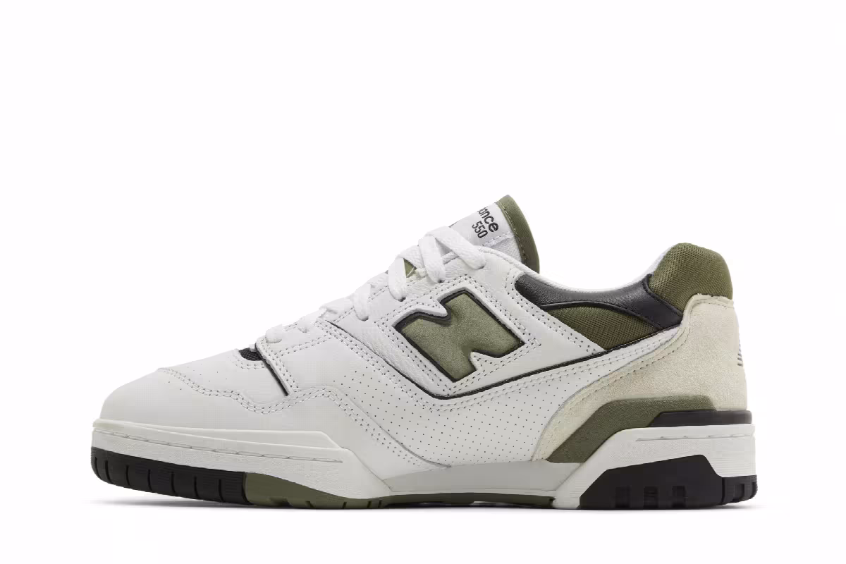 New Balance 550 White Dark Olivine, view 4