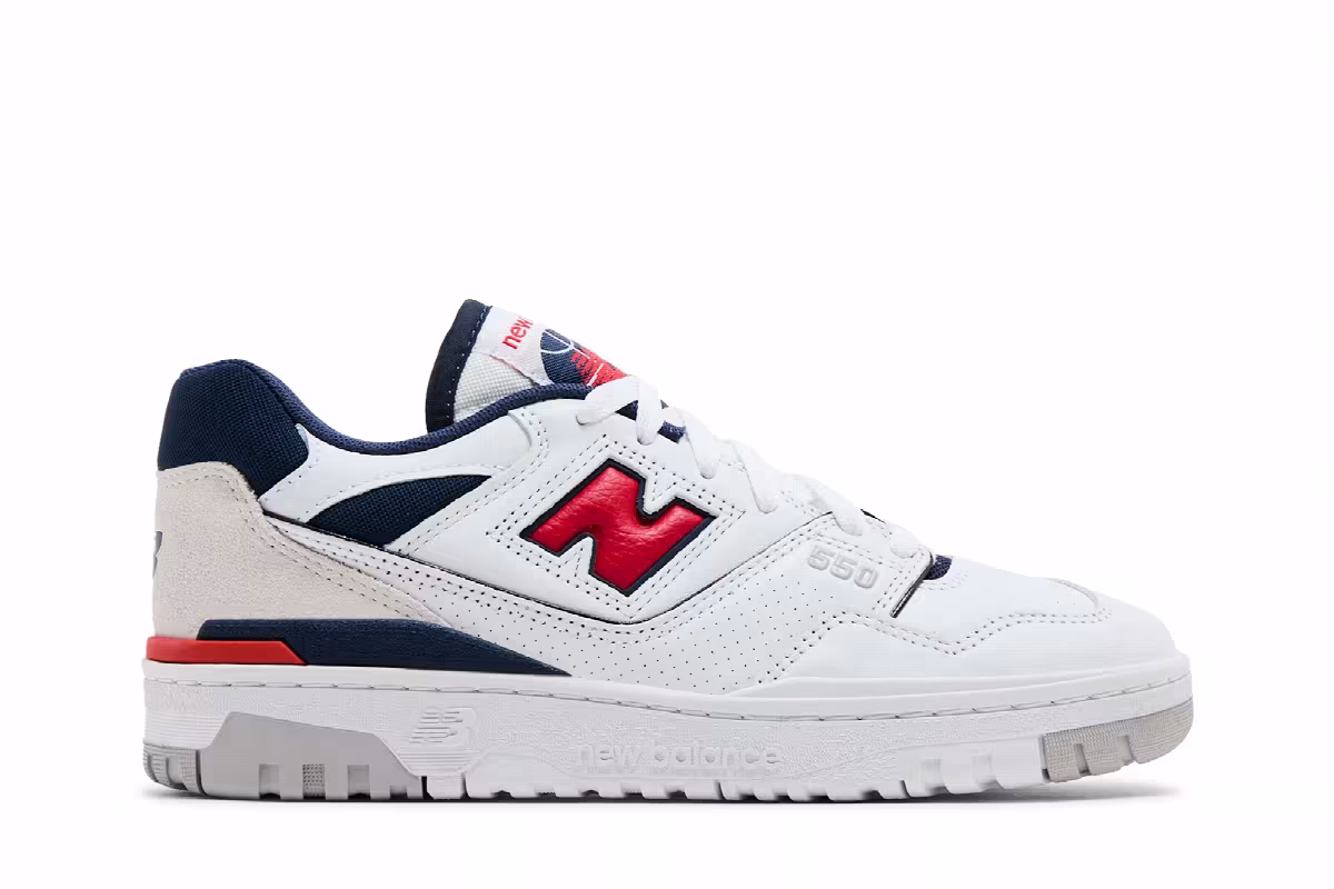 New Balance 550 White Navy True Red, view 2